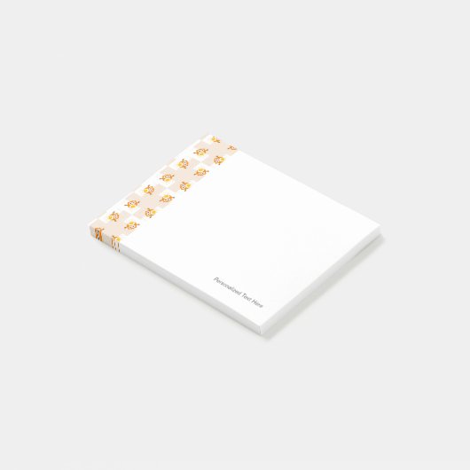 Oranje vogelpatroon post-it® notes (Schuin)