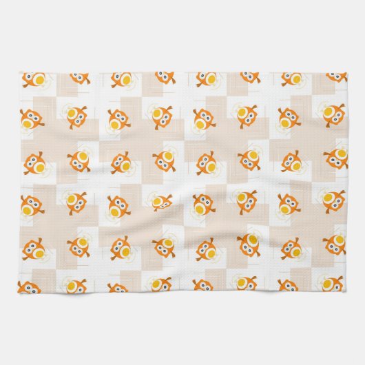 Oranje vogelpatroon theedoek (Horizontaal)