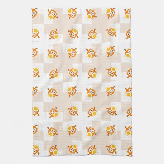 Oranje vogelpatroon theedoek (Verticaal)