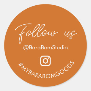 Oranje Volg ons op Instagram Package Sticker