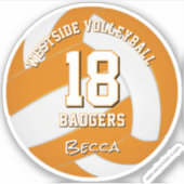oranje volleybalteam kleuren atleet naam sticker (Voorkant)