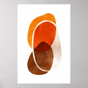 Oranje Vormen Kunstprint Gelaagde Afgeronde Vormen Poster