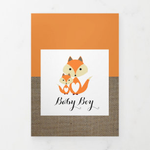 Oranje vos burlap, 5 foto collage Baby Geboorte Drieluik Aankondiging