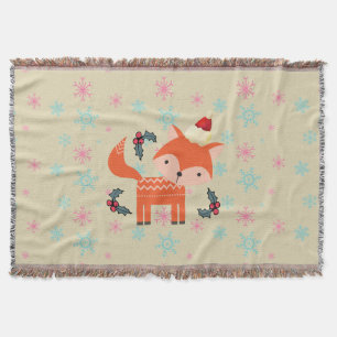 Oranje vos in Santa Hat Cute Whimsical Deken