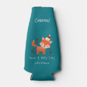 Oranje vos in Santa Hat Cute Whimsical Flesjeskoeler (Voorkant)