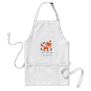 Oranje vos in Santa Hat Cute Whimsical Standaard Schort