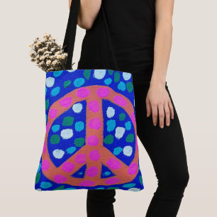 Oranje vredesbord op blauw draagtas