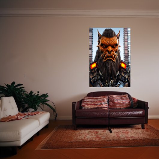 Oranje vreemdeling in de stad | AI Art Poster