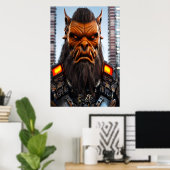 Oranje vreemdeling in de stad | AI Art Poster (Thuiskantoor)