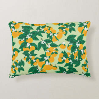  oranje vruchten met groene achtergrondnaadjes accent kussen