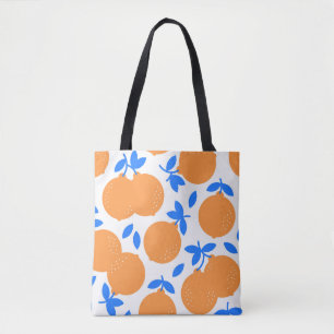 Oranje vruchten: prachtig blauw-getwijnd patroon. draagtas