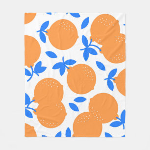 Oranje vruchten: prachtig blauw-getwijnd patroon. fleece deken