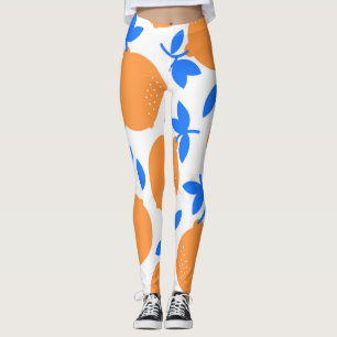 Oranje vruchten: prachtig blauw-getwijnd patroon. leggings