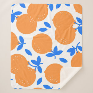 Oranje vruchten: prachtig blauw-getwijnd patroon. sherpa deken