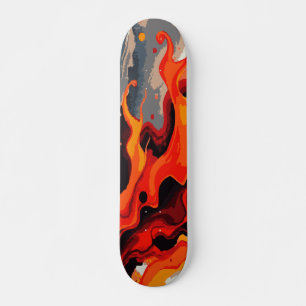 Oranje Vuur Vlam Verf Spat Abstracte Kunst Skateboard