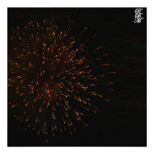 Oranje vuurwerk foto afdruk