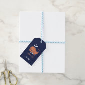 Oranje walvis cadeau Label Cadeaulabel (Met Touw)