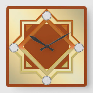 Oranje wandklok branden vierkante klok