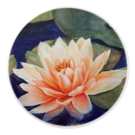 ORANJE WATER LILY CERAMIC KNOB KERAMISCHE KNOP (Voorkant)