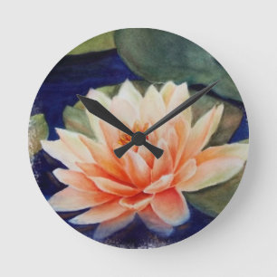 ORANJE WATER LILY WALL CLOCK RONDE KLOK