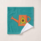 Oranje Watering Can met Zonnebloem Bad Handdoek (Wasdoekje)