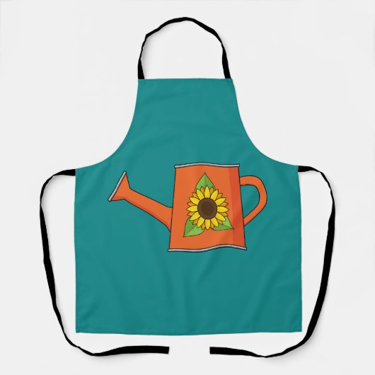 Oranje Watering Can met Zonnebloem Schort (Voorkant)