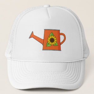 Oranje Watering Can met Zonnebloem Trucker Pet