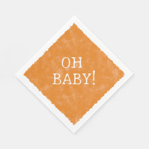 Oranje Waterverf aangepaste tekst Baby shower Oh B Servet
