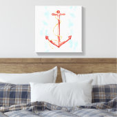 Oranje Waterverf Anchor Canvas Afdruk (Insitu (Slaapkamer))