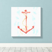 Oranje Waterverf Anchor Canvas Afdruk (Insitu (Houten vloer))