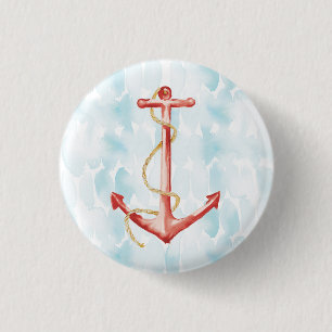 Oranje Waterverf Anchor Ronde Button 3,2 Cm