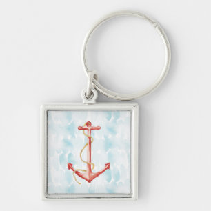 Oranje Waterverf Anchor Sleutelhanger