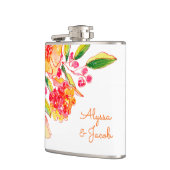  Oranje Waterverf Bloemen Aangepast Heupfles (Links)