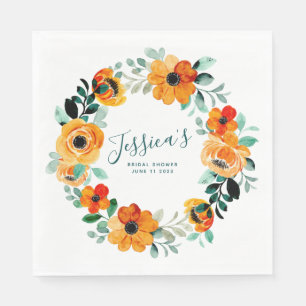 Oranje Waterverf bloemen Aangepast Vrijgezellenfee Servet