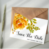 Oranje waterverf bloemen bruiloft Save the Date Aankondigingskaart