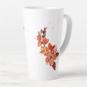 Oranje Waterverf Floral Latte Mok (Rechterhoek)