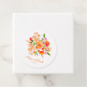 Oranje Waterverf Flowers Custom Wedding Bedankjes Labels (In situ)