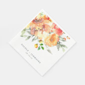 Oranje Waterverf Flowers Wedding Servet (Hoek)