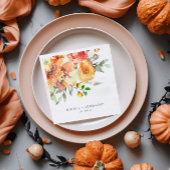 Oranje Waterverf Flowers Wedding Servet