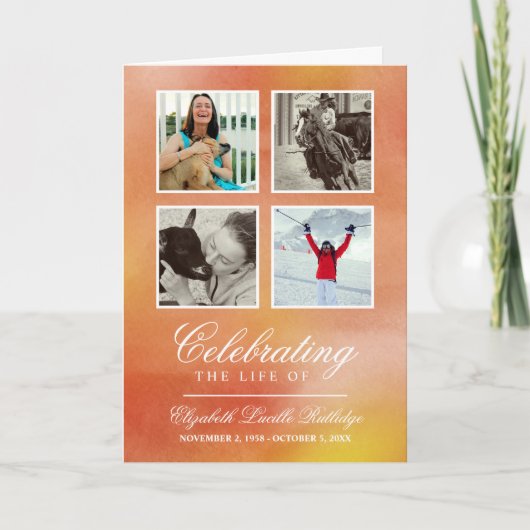 Oranje Waterverf - Fotobegrafenisprogramma Programma (Voorkant)