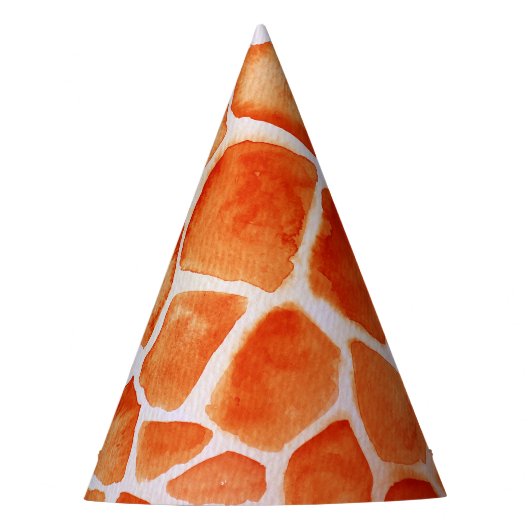 Oranje Waterverf Giraffe Print Verjaardag Feesthoedjes (Voorkant)