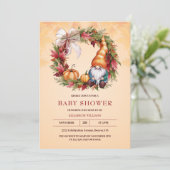 Oranje Waterverf Gnome Pompoen Herfst Baby shower Kaart (Staand voorkant)
