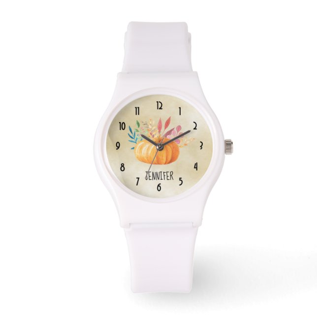 Oranje Waterverf — Herfst — verraad Horloge (Voorkant)