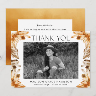 Oranje Waterverf Kristallen Foto Afstuderen Bedankkaart