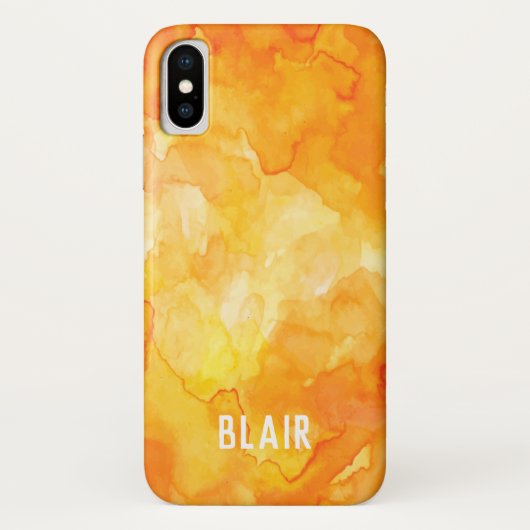 Oranje Waterverf Mashup Apple iPhone X Hoesje (Achterkant)