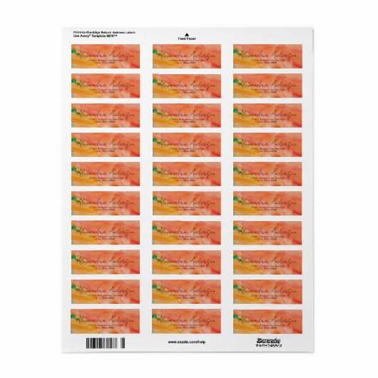 Oranje Waterverf Modern Trendy Script Label (Full Sheet)