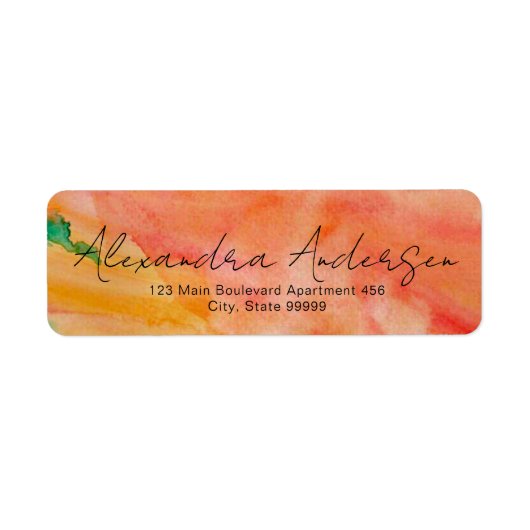 Oranje waterverf moderne trendy script label (Voorkant)