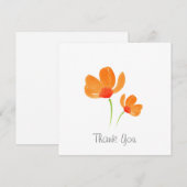 Oranje Waterverf papavers Bedankkaart (Voorkant / Achterkant)