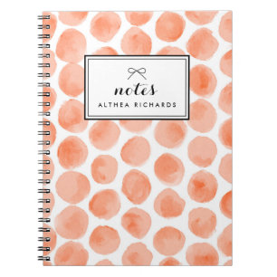 Oranje Waterverf Polka Dots Patroon Gepersonalisee Notitieboek