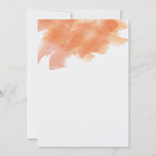 Oranje Waterverf Splash Script Weddenschap Kaart (Achterkant)